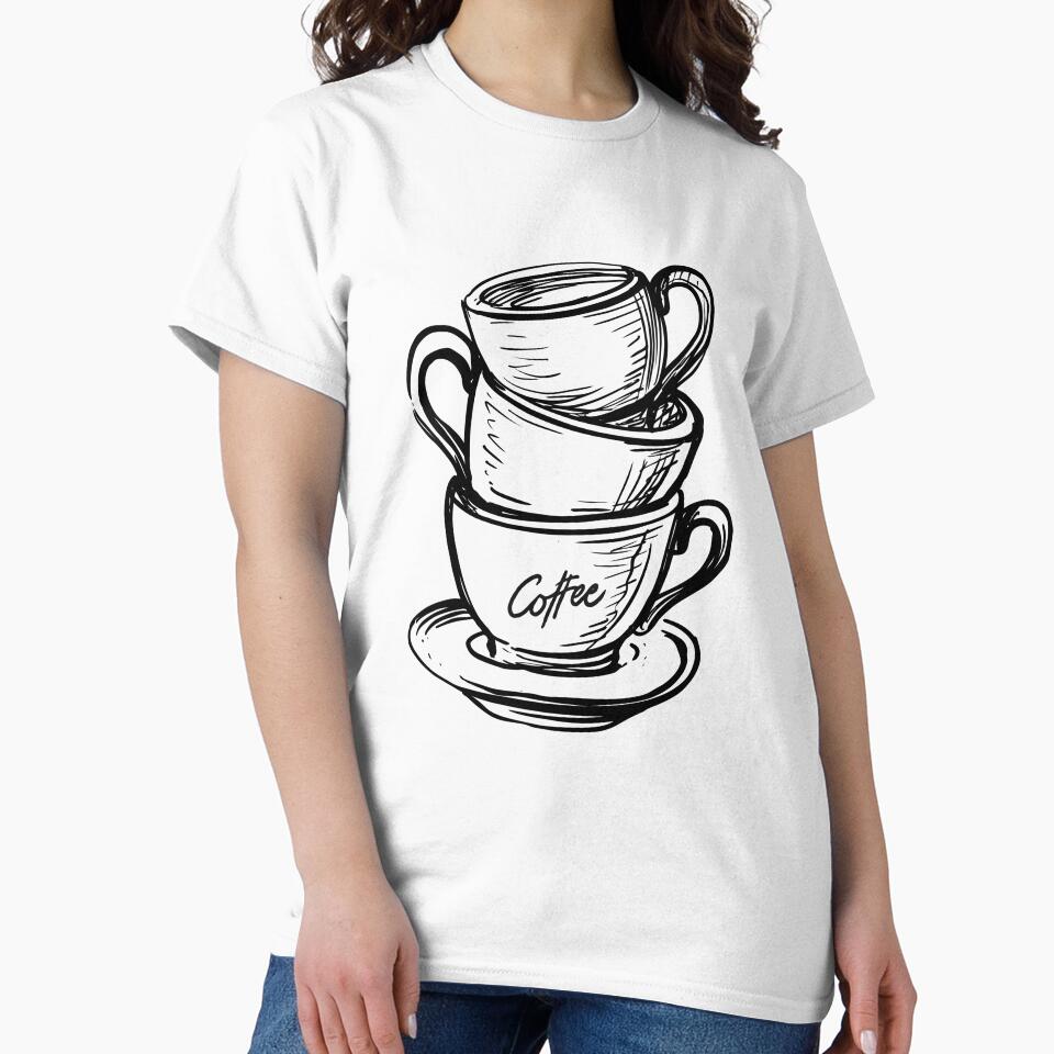 DRAWN BLACK AND WHITE COFFEE CUPS by infinitearte