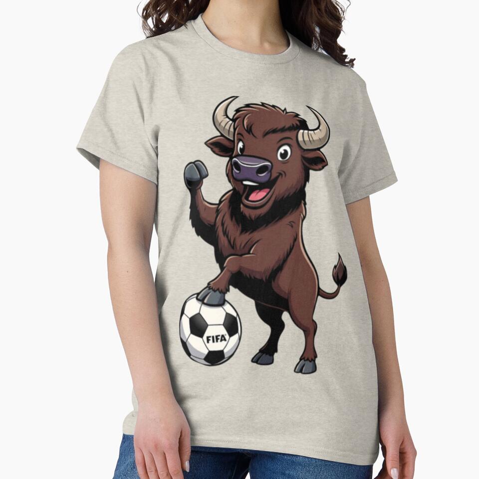 Funny Buffalo Soccer T-Shirt Design by IMOBILYARI
