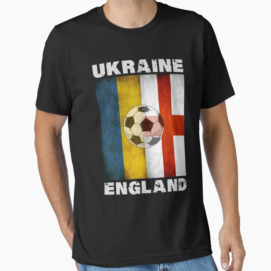 England Ukraine Retro Soccer Jersey Flag Ukrainian Football T-Shirt by PatternFariss