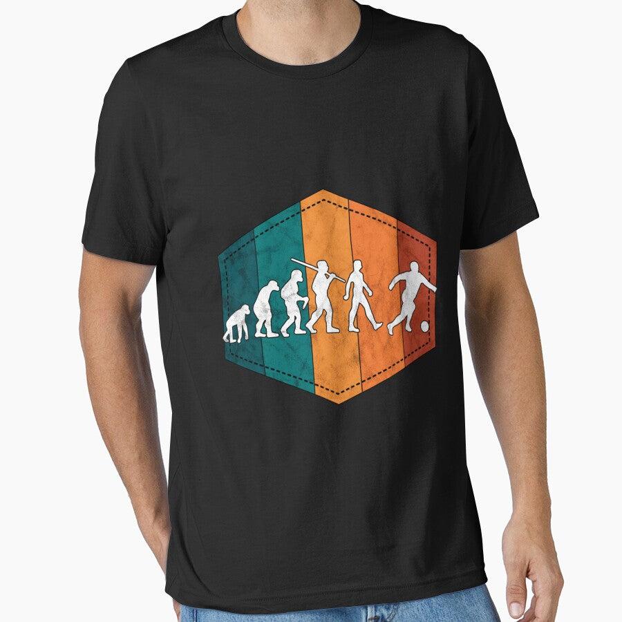 Soccer Evolution Goalscorer Retro Essential T-Shirt by monica45je