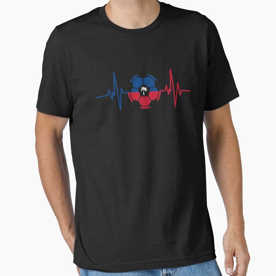 Haiti Soccer Heartbeat Haitian Pride Fan by SofenArt
