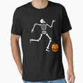 Funny Halloween Skeleton Playing Soccer With Cute Pumpkin by redodaha