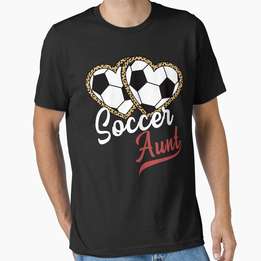 Leopard Heart Soccer Aunt Graphic Tee by LarryMBrown