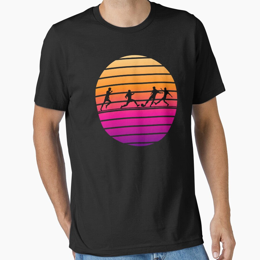 Soccer Players Retro Sunset Vintage Colors - Soccer T-Shirt by world-of-things