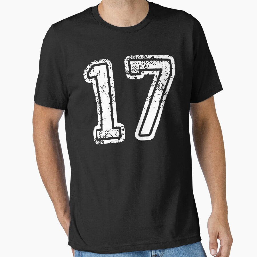 Sport Team Jersey 17 T Shirt Football Soccer Baseball Hockey Basketball Seventeen 17 017 Number by arcadetoystore