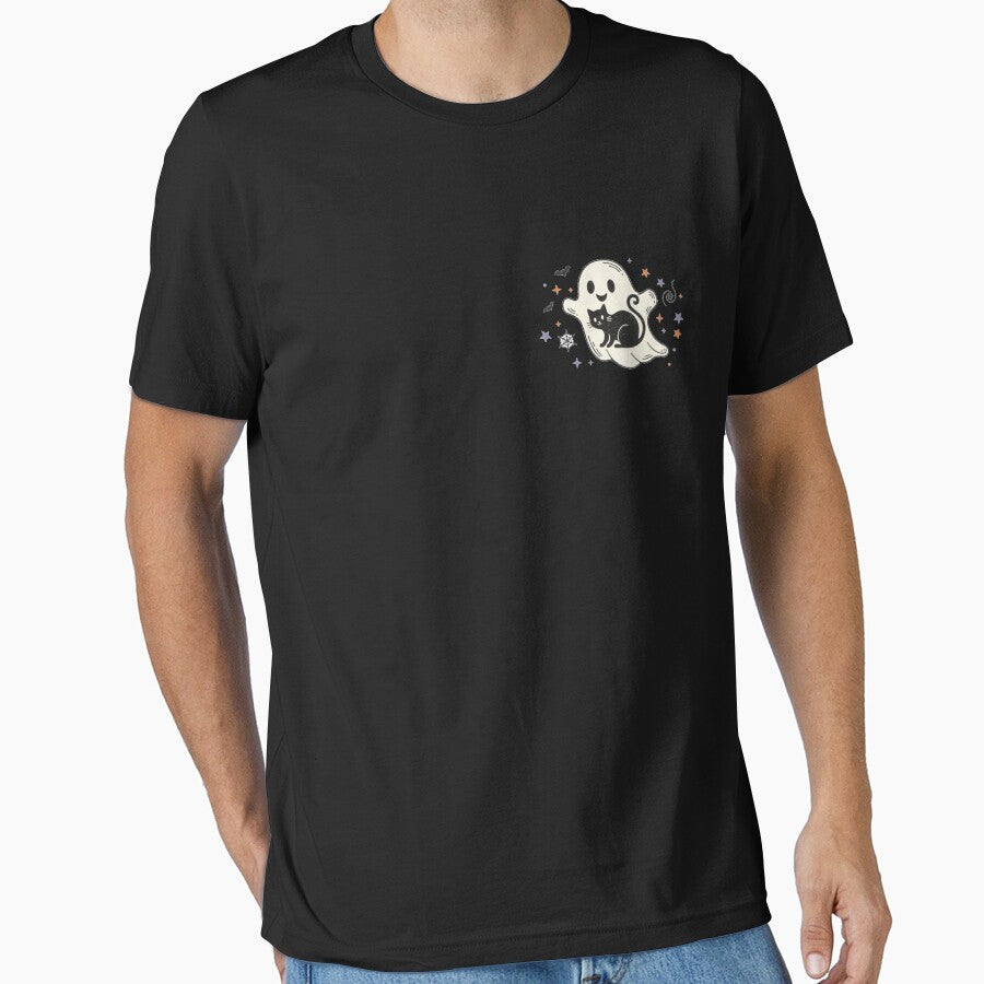 Ghost Halloween T-Shirt  Cute Ghost Cat Graphic Tee Spooky Season Shirt Vintage by fashionono1