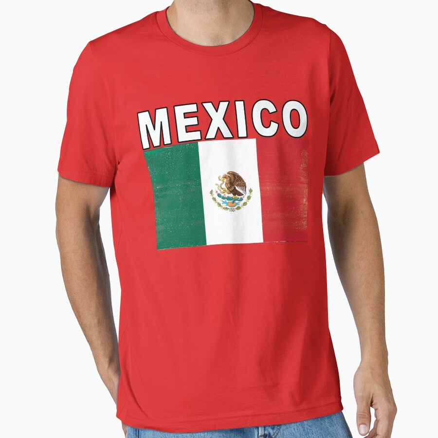 Mexico Distressed Flag Retro Soccer Tee by merchhost