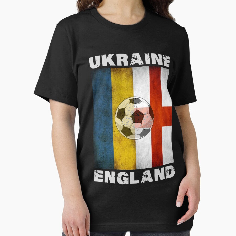 England Ukraine Retro Soccer Jersey Flag Ukrainian Football T-Shirt by PatternFariss
