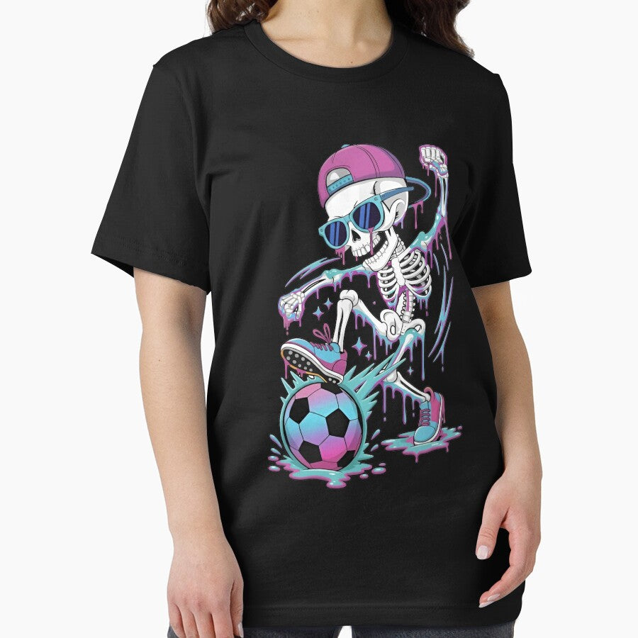 Pastel Drip Skeleton Soccer T-Shirt by TinaMDedrick