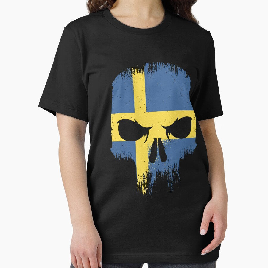 Sweden Flag Souvenir Gift Country Skull Sweedish Patriotic Heratige by DadJokeDescript
