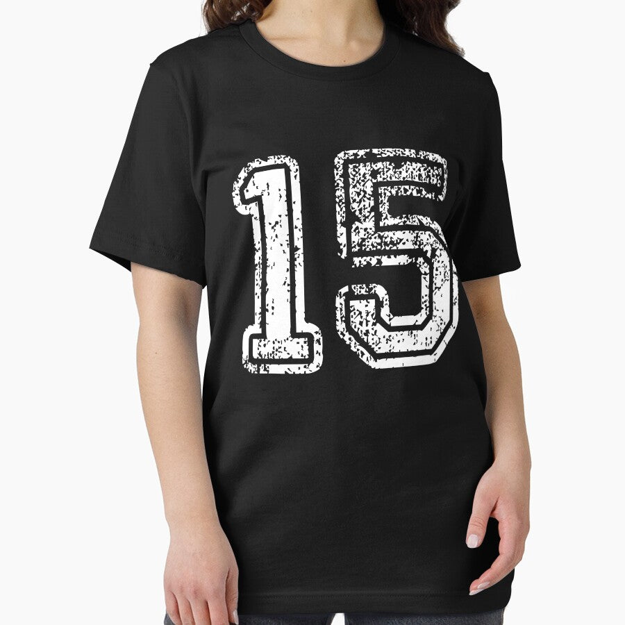 Sport Team Jersey 15 T Shirt Football Soccer Baseball Hockey Basketball Fifteen 15 015 Number by arcadetoystore