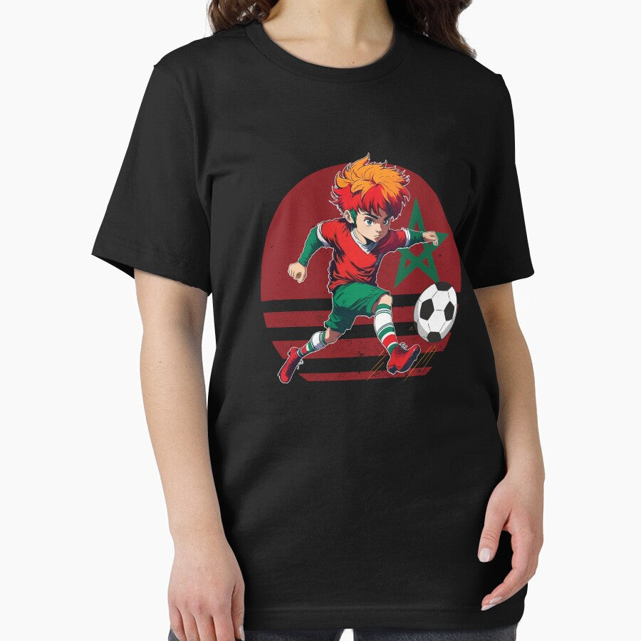 Moroccan Football Jersey - Manga-style amateur boy playing soccer by STDesign⭐⭐⭐⭐⭐