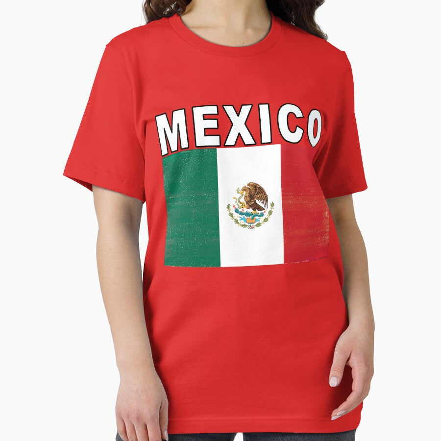 Mexico Distressed Flag Retro Soccer Tee by merchhost