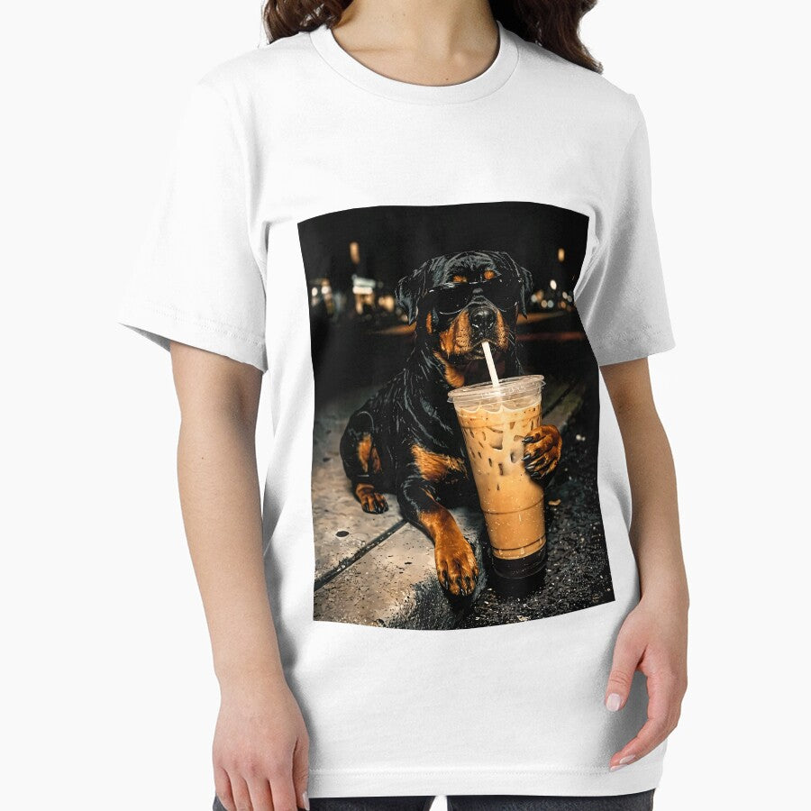 Funny Rottweiler Metzgerhund Drinking Iced Coffee Lover Dog by RDGNR