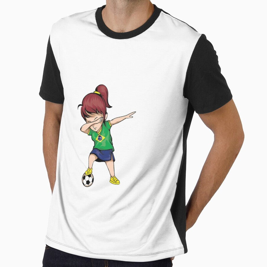 Dabbing Soccer Girl Brazil Jersey Shirt - Brazilian Football by jennifer1el8527