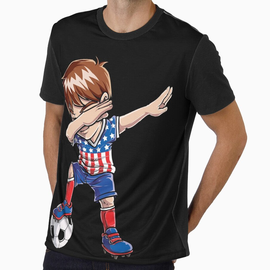 Dabbing Soccer T shirt for Boys Dab USA Flag Funny Football by LiqueGifts