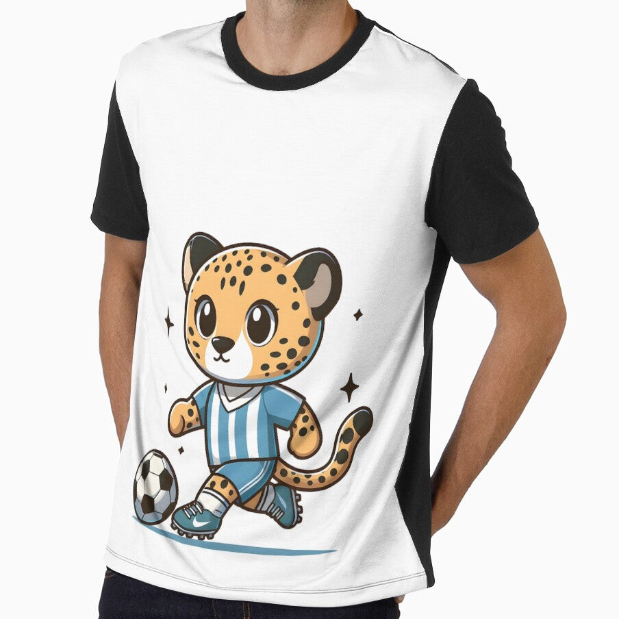 Kawaii Cheetah Wearing A Soccer Jersey And Cleats Playing Soccer by CanvasCutie