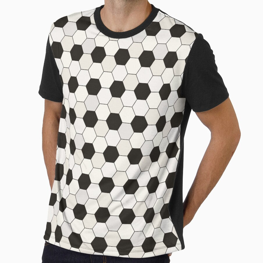 Vintage Retro Soccer Ball Hexagon Geometric Pattern Black White by Pravokrugulnik