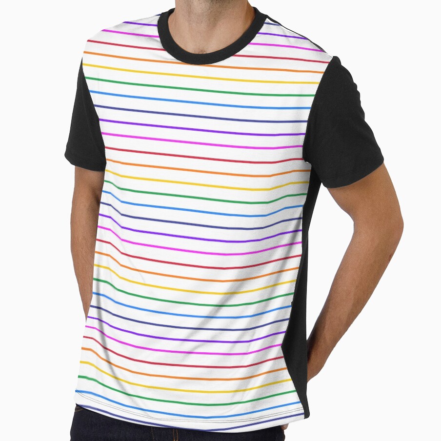 White and rainbow stripes - horizontal narrow by LittleBettyMakes
