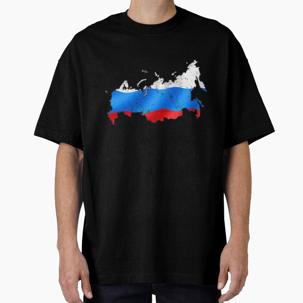 Russia Flag Map tshirt distressed vintage by farhanhafeez