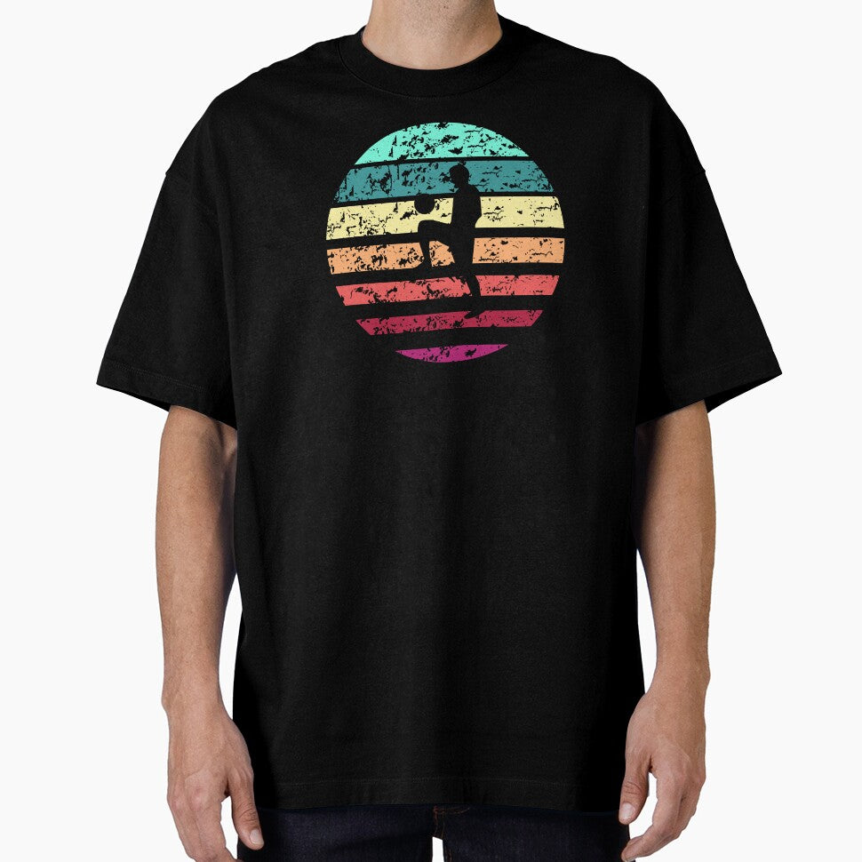 soccer ball juggling,bouncing on knee boy vintage summer retro football by Panda  Art