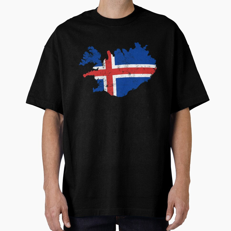 Iceland Flag Map tshirt distressed vintage by farhanhafeez