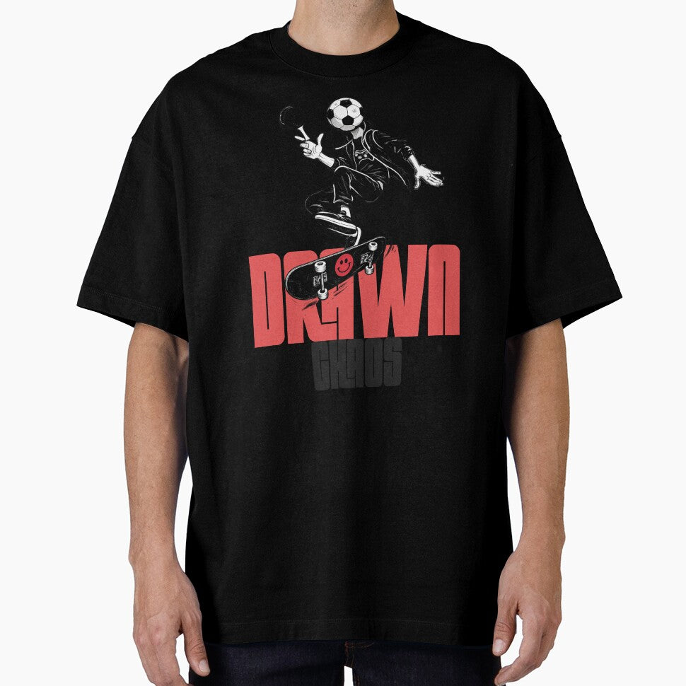 Drawn to Chaos FOOTBALL fans - Skater Urban Streetwear Dark Graphic Tee by Jesus Alberto Padrón