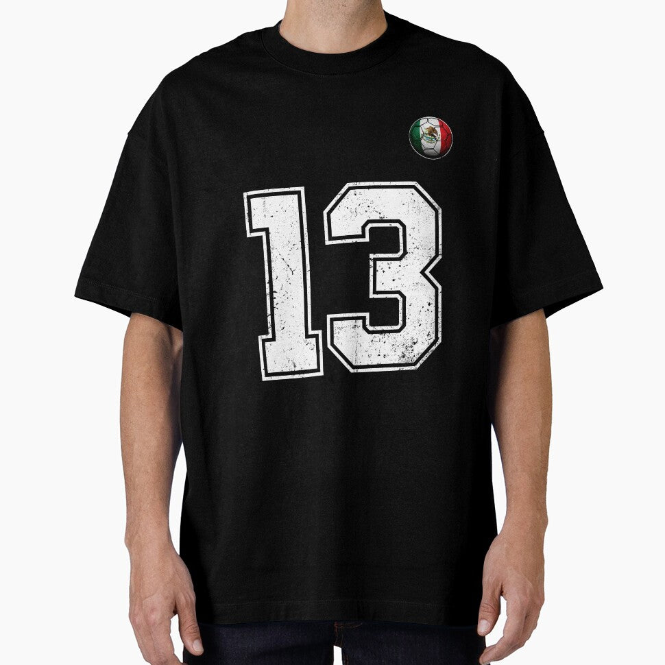 Number 13 Mexico Flag Football Fan by BernoNickel