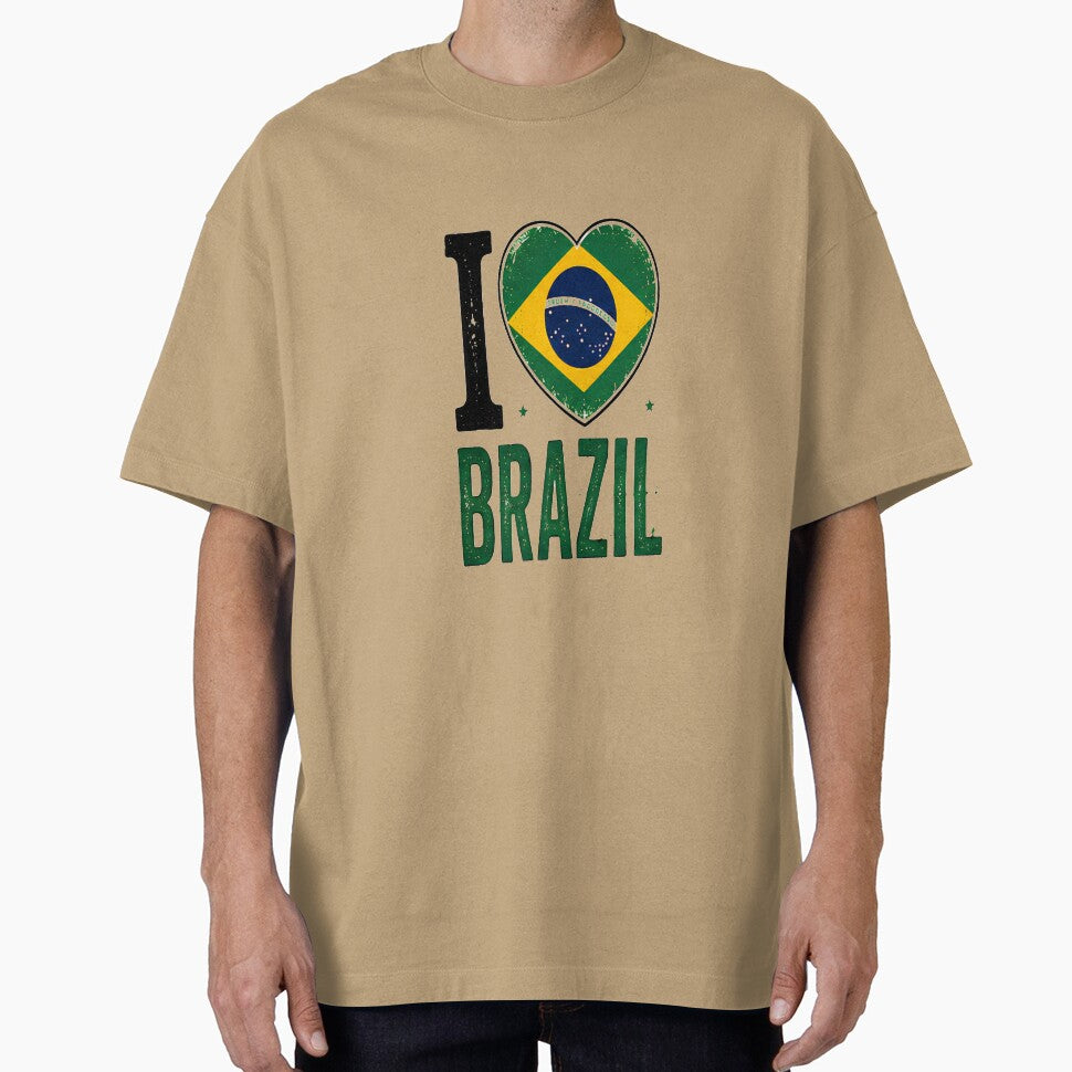 I Love Brazil Retro Distressed Flag Heart Heritage by PACS0011