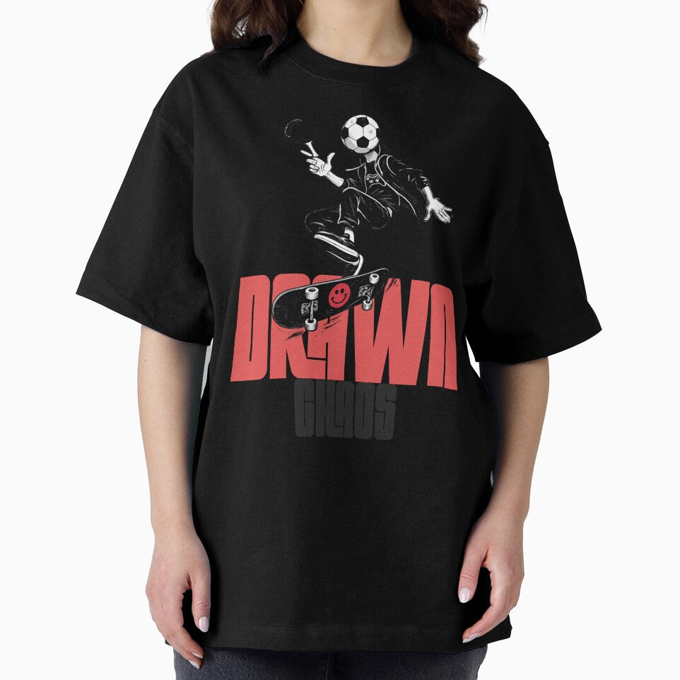 Drawn to Chaos FOOTBALL fans - Skater Urban Streetwear Dark Graphic Tee by Jesus Alberto Padrón