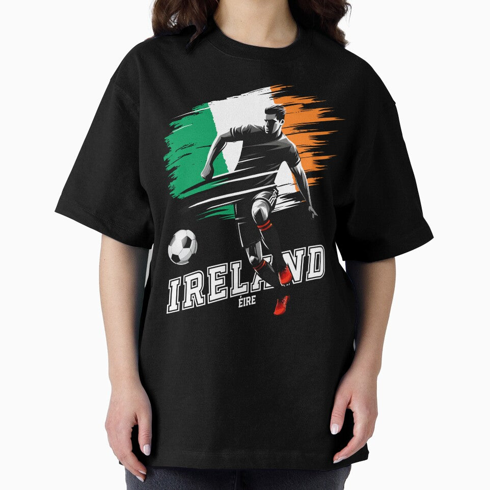 Football Soccer Ireland Irish Flag Player Grunge Silhouette by Infinitee8hirts