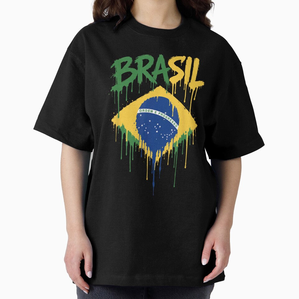 Distressed Brazil Flag Graffiti Style Paint Drip Patriotic Soccer Tournament Merch by DangeRilanman