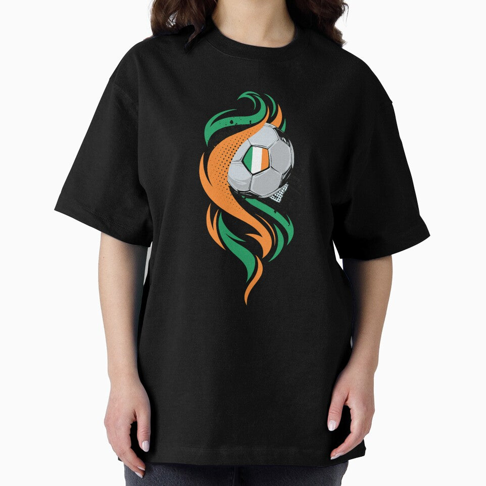 Ireland Soccer Flame Design – Abstract Football with Tricolor Swirls by haitrieuic96