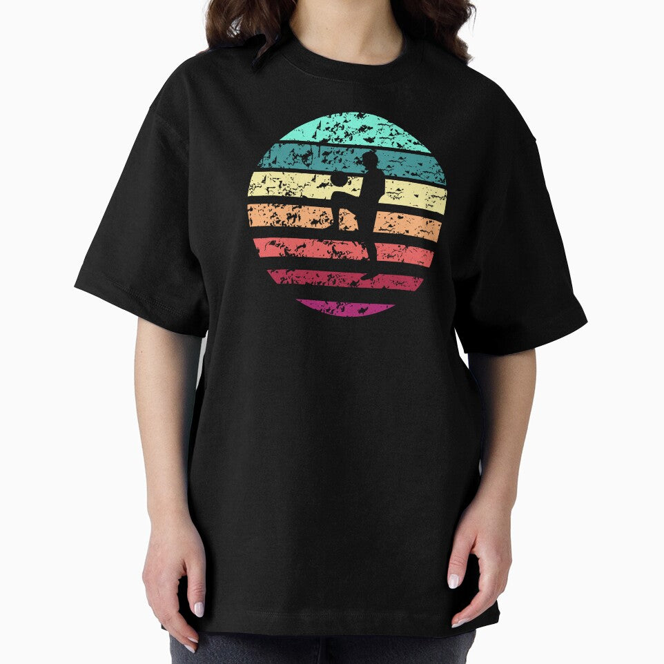 soccer ball juggling,bouncing on knee boy vintage summer retro football by Panda  Art