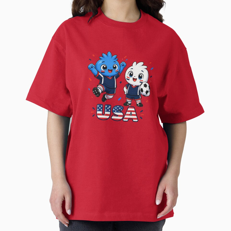 USA soccer mascot – cheerful teammates by World-of-Magic