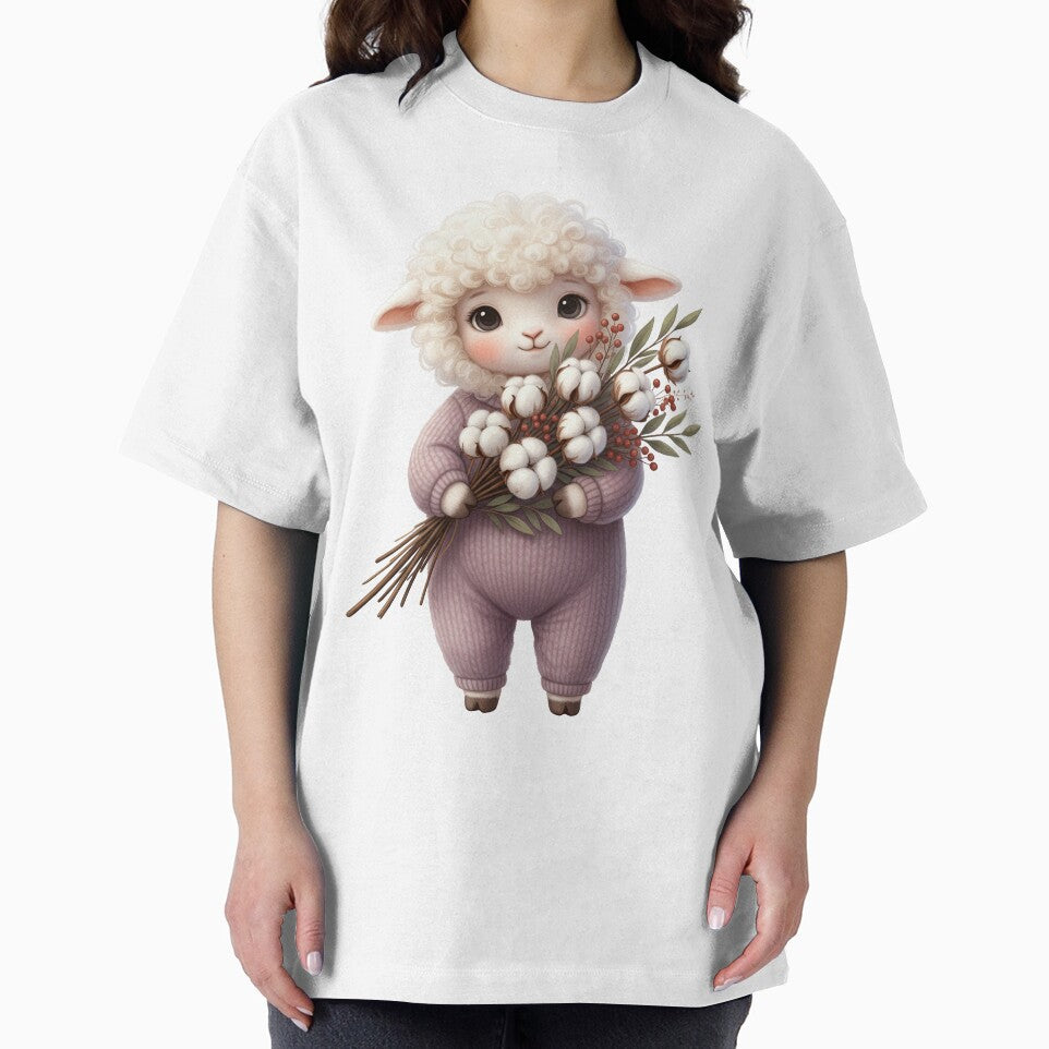Cute Lamb with Cotton Flowers by Teeny Quities
