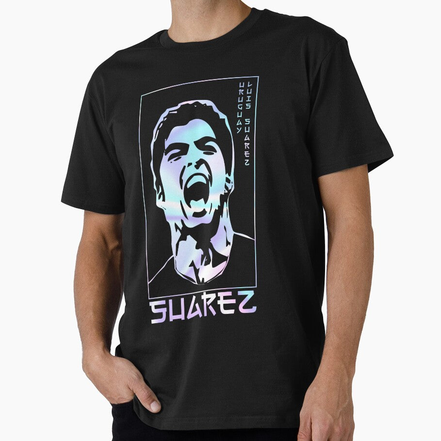 Luis Suarez holographic Style Portrait art illustration by 442workshop