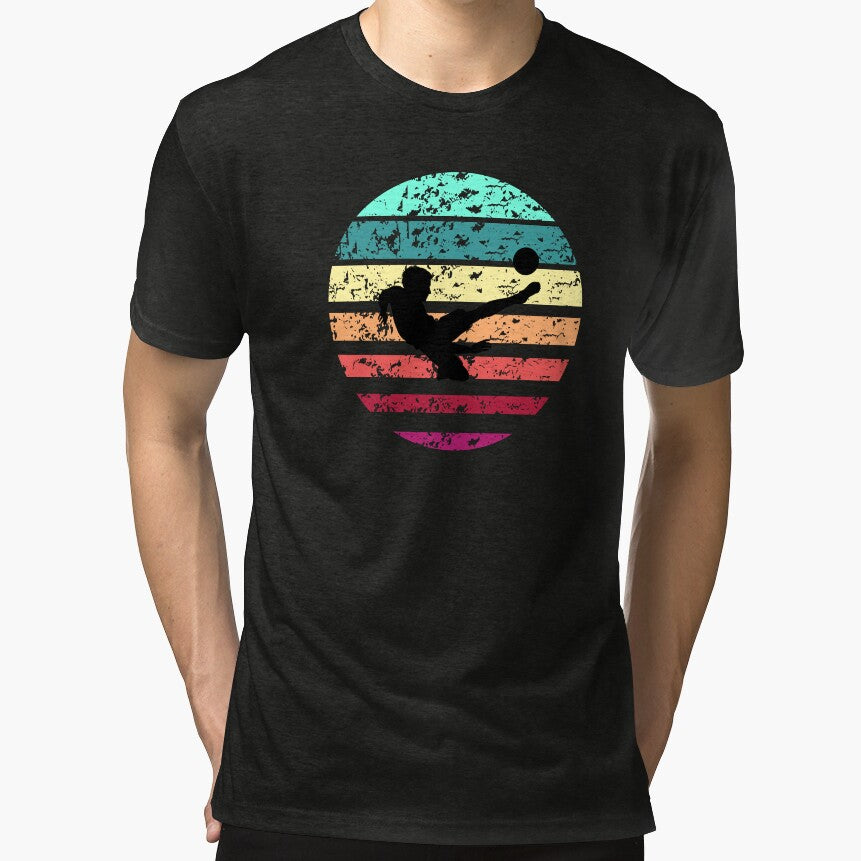 soccer flying kick boy vintage summer retro football by Panda  Art