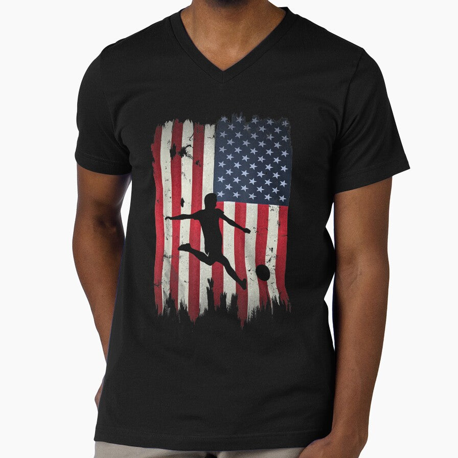 USA Soccer Player Vintage American Flag Football Patriotic Sports Gift by 3liegy