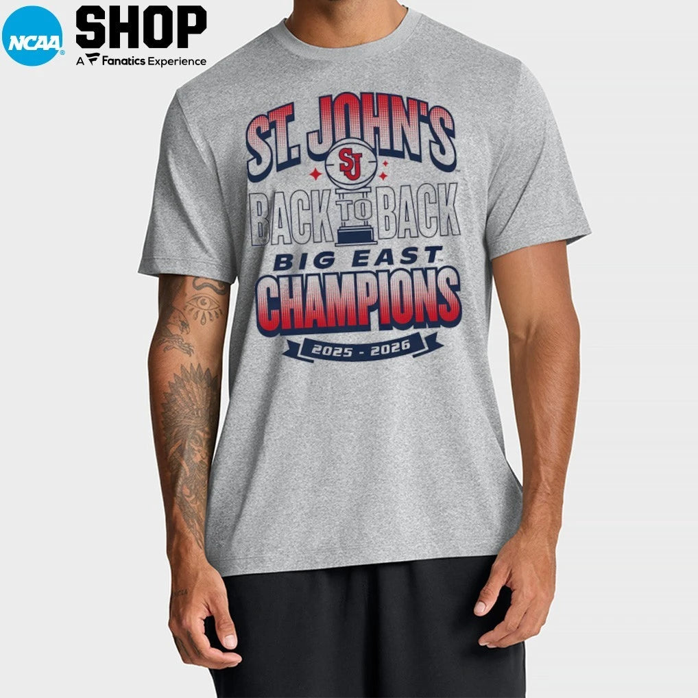 St John’s Red Storm Back To Back Big East Champions 2025-2026 T-Shirt