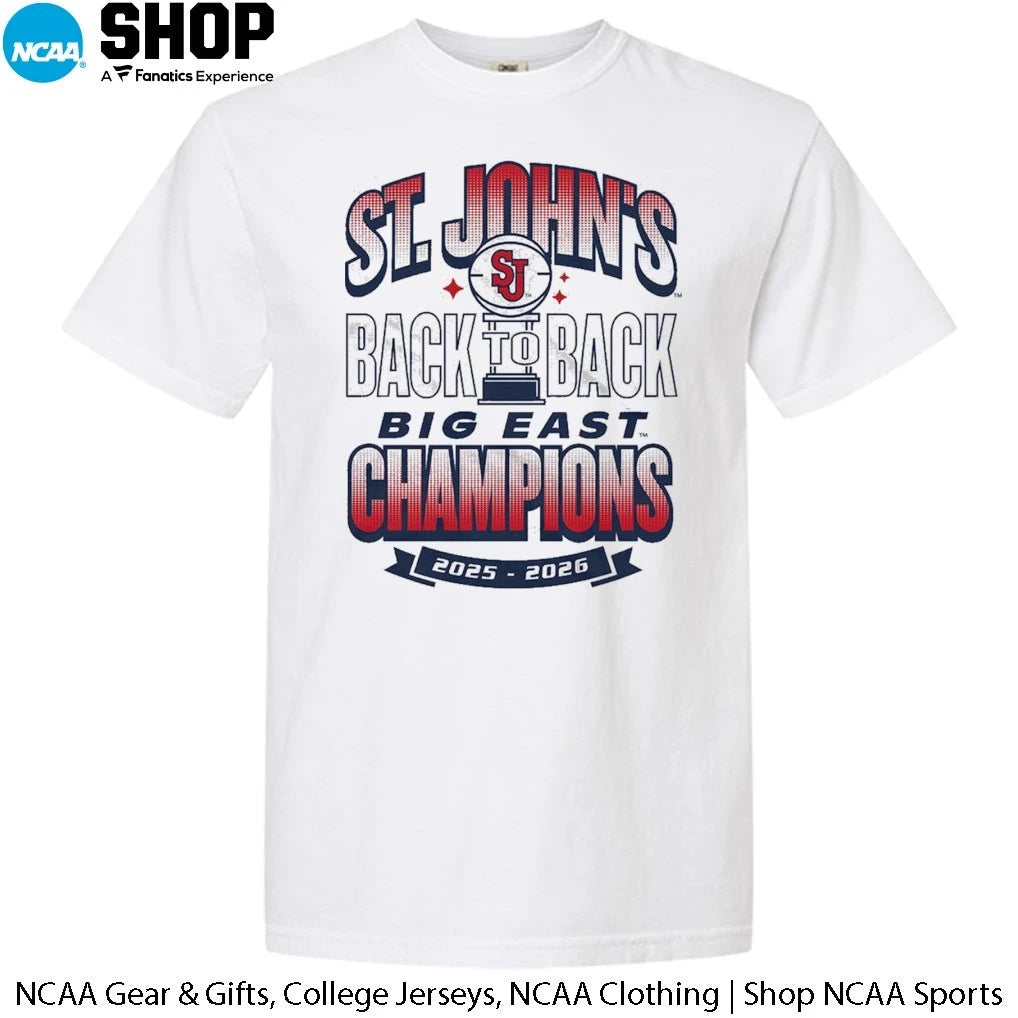 St John’s Red Storm Back To Back Big East Champions 2025-2026 T-Shirt