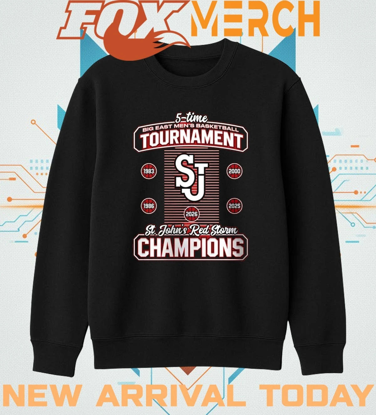 St. John’s Red Storm 5-Time Big East Men’s basketball Tournament Champions 1983-2026 t-shirt