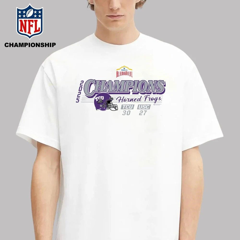 TCU Horned Frogs Victory 30-27 USC Trojans 2025 Valero Alamo Bowl Champions Shirt