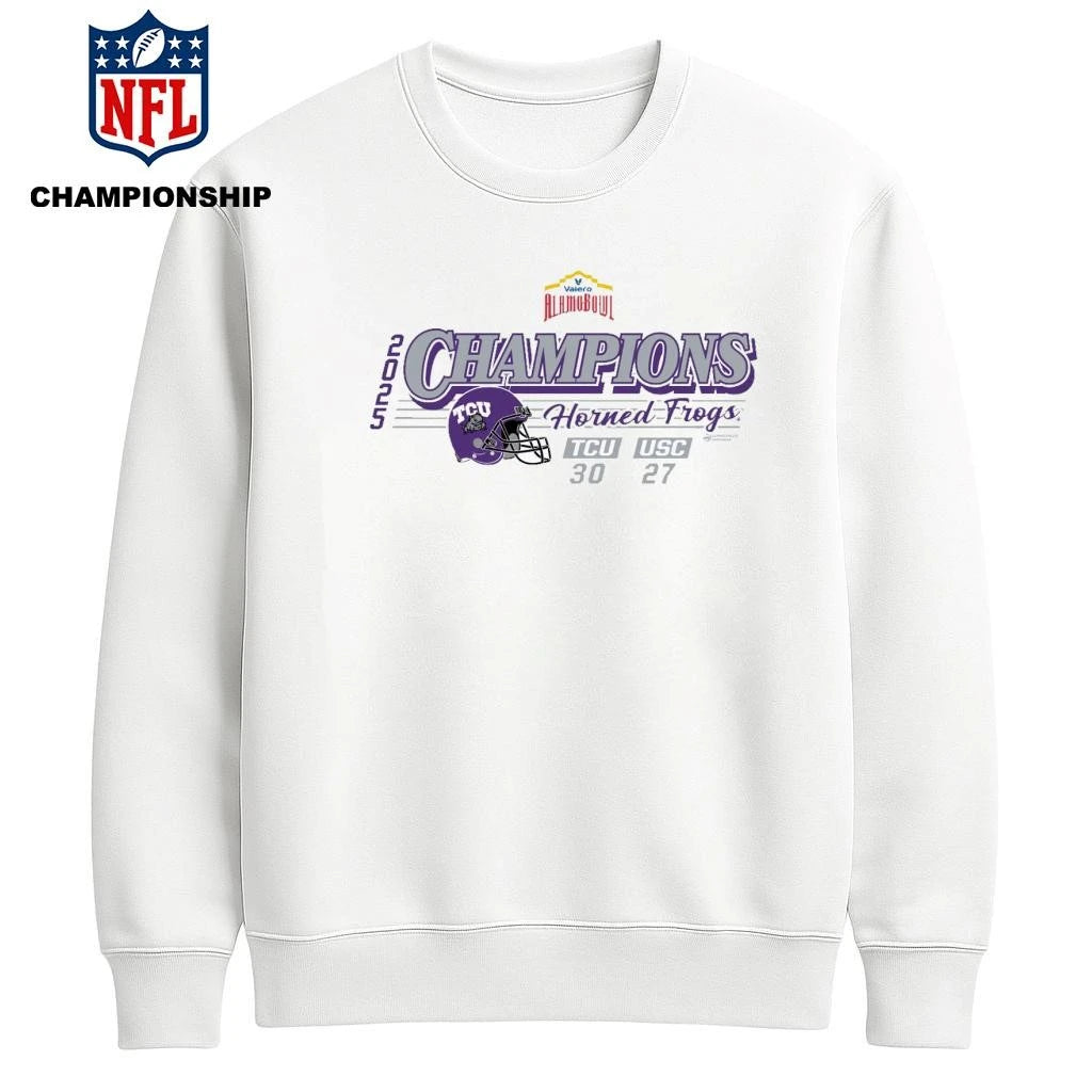 TCU Horned Frogs Victory 30-27 USC Trojans 2025 Valero Alamo Bowl Champions Shirt