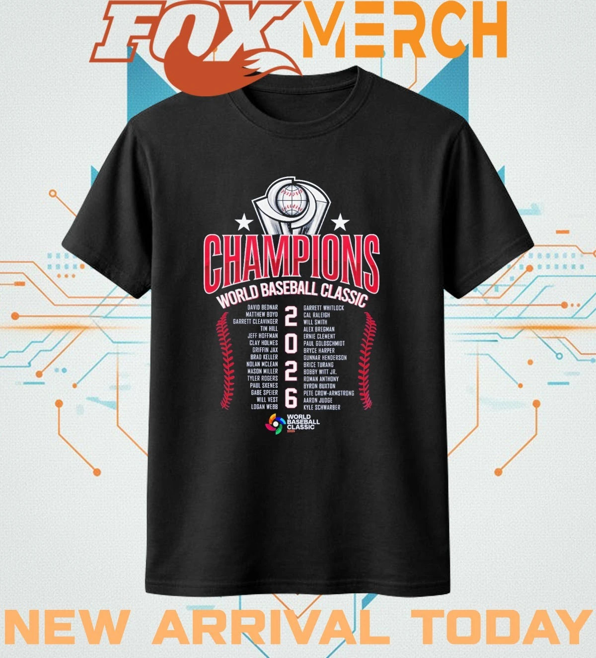 Team USA 2026 World Baseball Classic Champions roster t-shirt