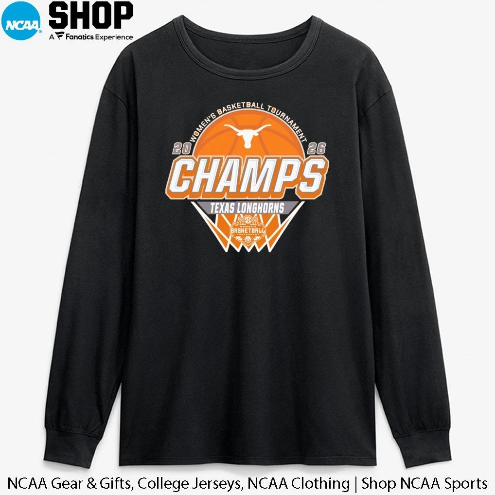Texas Longhorns 2026 SEC Women’s Basketball Tournament Champions Locker Room T-Shirt