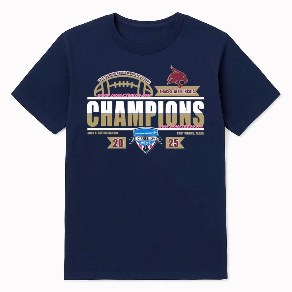 Texas State Bobcats 2026 Lockheed Martin Armed Forces Bowl Champions Locker Room Shirt