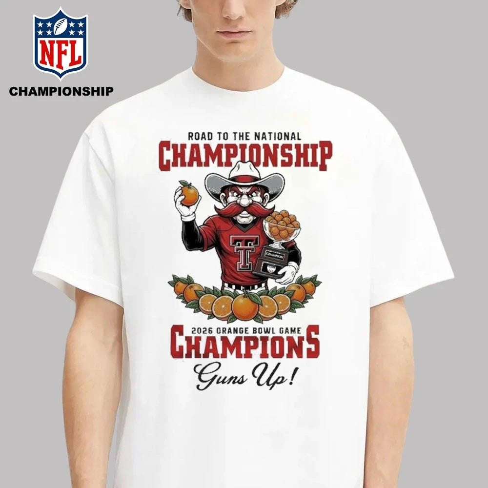 Texas Tech Red Raiders 2026 NCAA Orange Bowl Game Champions Mascot Shirt