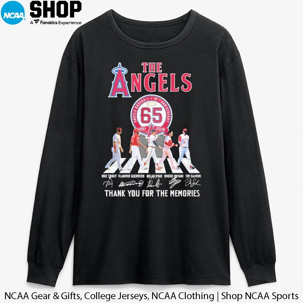 The Los Angeles Angels Baseball 65th Anniversary 1961-2026 Abbey Road Thank You For The Memories Signatures T-Shirt