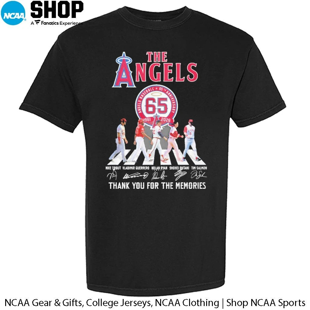 The Los Angeles Angels Baseball 65th Anniversary 1961-2026 Abbey Road Thank You For The Memories Signatures T-Shirt